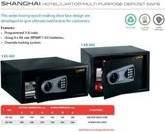 Brankas Ichiban Shanghai Type EX 303 Hotel / Laptop / Multi Purpose Deposit Safe